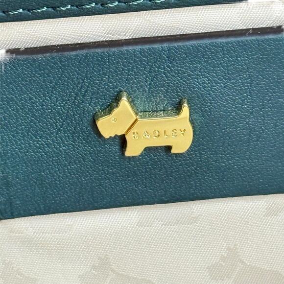 Radley London Teal Leather Hobo Shoulder Bag Purse Handbag Gold Tone Hardware - Picture 16 of 16